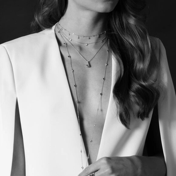 CRISLU 36" Station Necklace Finished in Platinum CZ - Picture 2 of 3